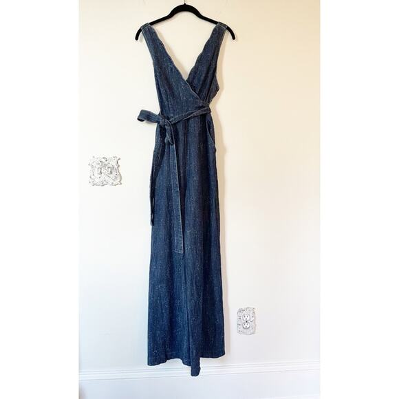 Anthropologie Pilcro Lydia Wrap Wide Leg Denim Jumpsuit 0 XS - Picture 4 of 11